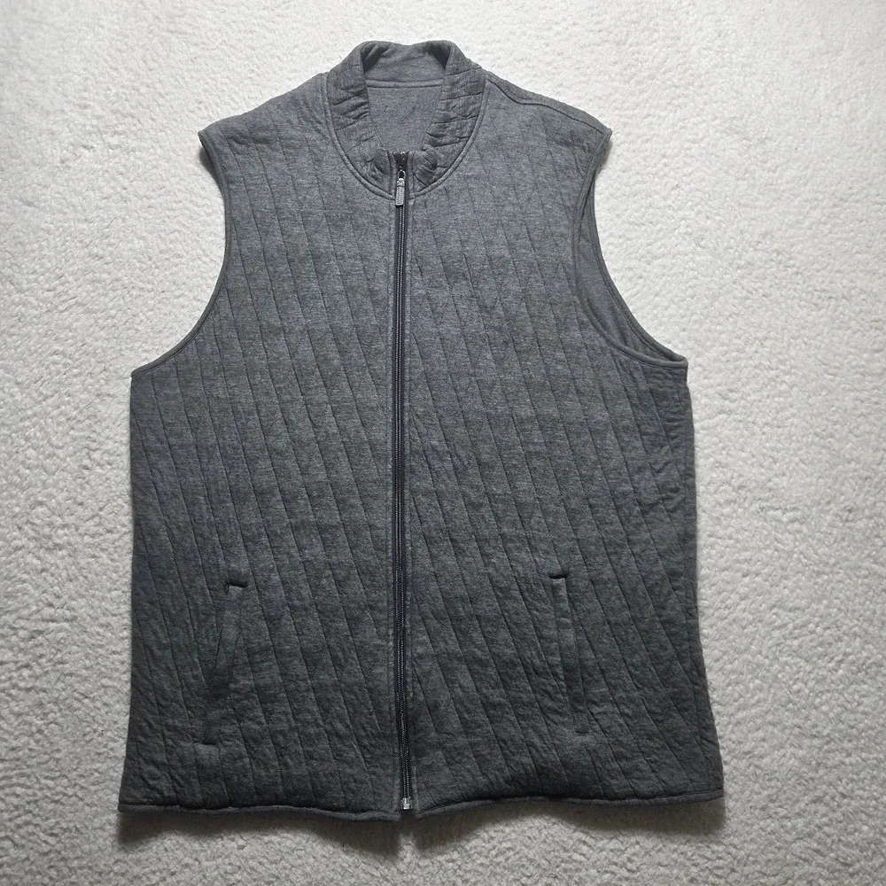 Mizzen Main Vest Mens Size XL Full Zip Belson Quilted Jacket Gray Golf